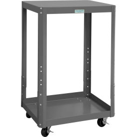 Mobile Machine Table W/ 2 Shelves, Steel Square Edge, 24-1/8"W x 18-1/8"D, Gray