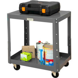 Mobile Machine Table with 2 Shelves, Steel Square Edge, 24-1/8"W x 18-1/8"D, Gray
