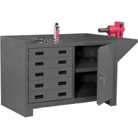 5 Drawer Workbench, Steel Square Edge, 60-1/8"W x 24-1/4"D, Gray