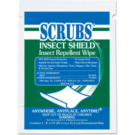 Insect Shield Insect Repellent Wipes, 8 x 10, White, 100/Carton