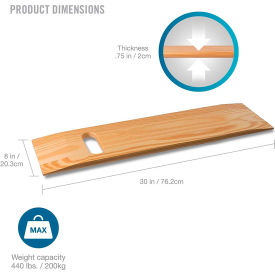 Deluxe Wood Transfer Board with 1 Cut-Out, 8" x 30", Southern Yellow Pine