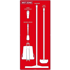 Wet Zone Shadow Board, Red/White, 68 X 30, Aluminum Composite Panel