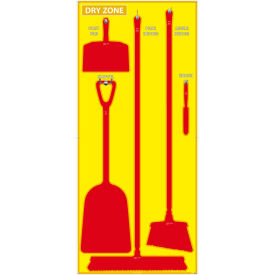 Dry Zone Shadow Board, Yellow/Red, 68 X 30, Aluminum