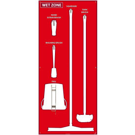 Wet Zone Shadow Board, Red/White, 68 X 30, Acrylic