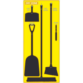 Dry Zone Shadow Board, Yellow/Black, 68 X 30, Aluminum Composite Panel