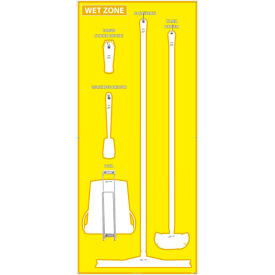 Wet Zone Shadow Board, Yellow/White, 68 X 30, Aluminum Composite Panel
