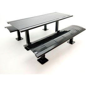72" Richmond Rectangular Picnic Table, Surface Mount, Black