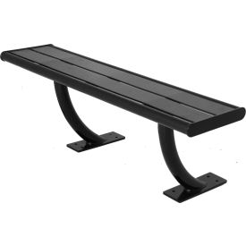 Hartford 48" Horizontal Steel Slat Flat Bench, Surface Mount, Black