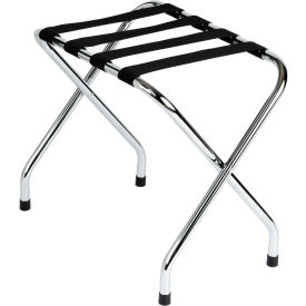 Metal Luggage Rack - Chrome Finish - Black Straps