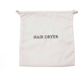 Hair Dryer Bag - White with Navy Embroidery