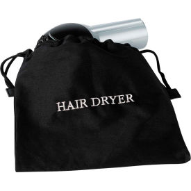 Fire Retardant Hair Dryer Bag - Black with White Embroidery