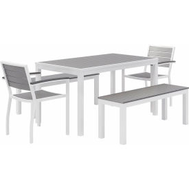 5 Piece Outdoor Dining Set, Gray w/ White Frame