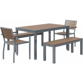 5 Piece Outdoor Dining Set, Mocha w/ Silver Frame