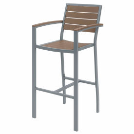 Outdoor Barstool - Mocha with Silver Frame