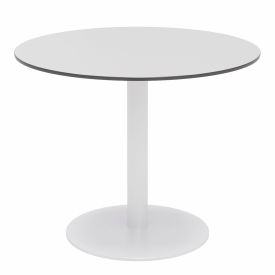 36" Round Outdoor Cafe Table - Fashion Gray Phenolic Top - White Aluminum Frame
