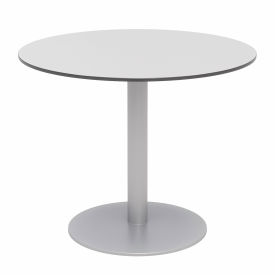 36" Round Outdoor Cafe Table - Fashion Gray Phenolic Top - Silver Aluminum Frame