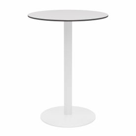 30" Round Outdoor Bar Table - Fashion Gray Phenolic Top - White Aluminum Frame