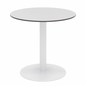 30" Round Outdoor Cafe Table - Fashion Gray Phenolic Top - White Aluminum Frame