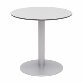 30" Round Outdoor Cafe Table - Fashion Gray Phenolic Top - Silver Aluminum Frame