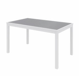 55" x 35" Rectangle Outdoor Table - Gray Polymer Top - White Aluminum Frame