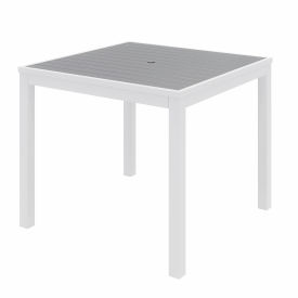 35" Square Outdoor Table - Gray Polymer Top - White Aluminum Frame - Ivy Series
