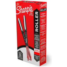 Roller Ball Stick Pen, 0.5mm, Red Ink. 12/PK