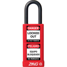 RecycLock Safety Padlock, Keyed Different, 1-1/2" Shackle, 3" Long Body, Red