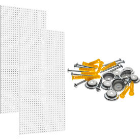 High Density Fiberboard Pegboards w/Mounting Hardware, 24" x 42", White, Set of 2