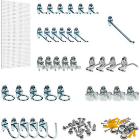 High Density Fiberboard Pegboard Kit with 36 Durahooks, 24" x 42" x 1/4", White