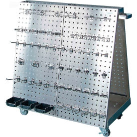 36-3/4"L x 39-1/4"H x 21-1/4"W Stainless Steel Frame Tool Cart w/60 pc LocHooks, Bins