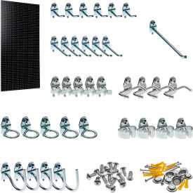 High Density Fiberboard Pegboard Kit with 36 Durahooks, 24" x 42" x 1/4", Black