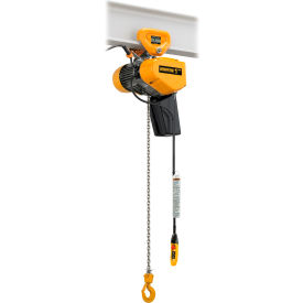 1 Ton Electric Chain Hoist with Push Trolley, 20' Lift, Dual Speed, 23/3.8 FPM, 460V