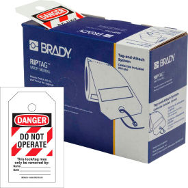 RipTag Safety Tag Roll Do Not Operate, 3"W x 5.75"H, 100/Roll, Red Stripes