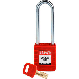 NYL-RED-76ST-KD Lockout Padlock Nylon 3" Steel Shackle Keyed Different