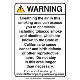 Prop 65 Regulatory Sign Smoking 10" x 7" Aluminum Black on White