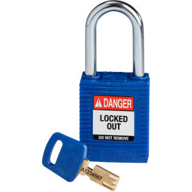 NYL-BLU-38ST-KD SafeKey Lockout Padlock Nylon 1.5" Steel Shackle Keyed Different