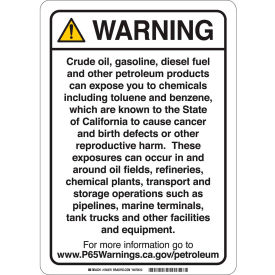 Prop 65 Regulatory Sign Service Station 10" x 7" Polyester Black on White