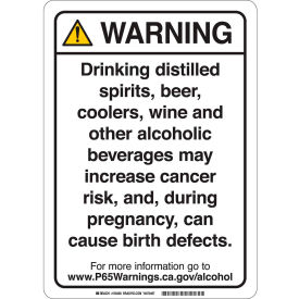 150450 Prop 65 Regulatory Sign Alcohol 10" x 7" Aluminum Black on White