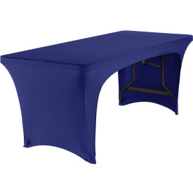Open-Sided Stretch Fabric Table Cover, 6 feet, Blue