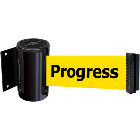 Magnetic Retractable Belt Barrier, 13' Yellow "Cleaning" Belt, Black Case