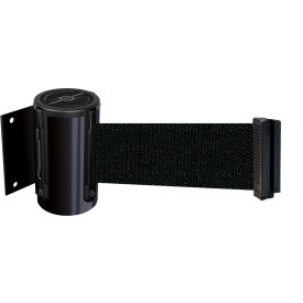 Magnetic Retractable Belt Barrier, 7-1/2' Black Belt, Black Case