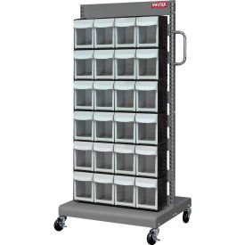Flip Out Bin Mobile Parts Cart - Double Sided with 48 Bins