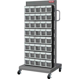 Flip Out Bin Mobile Parts Cart - Single Sided with 40 Bins