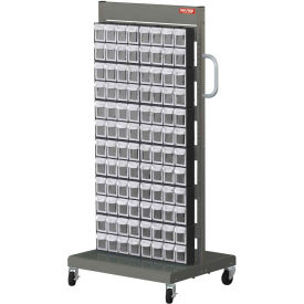 Flip Out Bin Mobile Parts Cart - Single Sided with 96 Bins