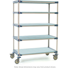 Five Tier Stem Caster Cart w/Solid Bottom Shelf, 48"L x 18"W x 79-1/2"H, Blue