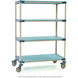 Four Tier Stem Caster Cart w/Open Grid Shelves, 48"L x 24"W x 67-1/2"H, Blue