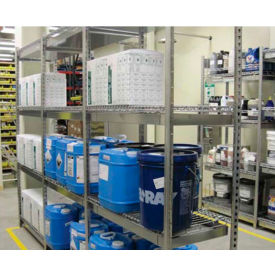 Pre-Configured Wire Shelving Spill Containment System - 48"W x 18"D x 84"H - Add-On - Gray