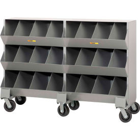 Heavy Duty Steel Mobile Storage Bins, 24 Openings 64"L x 20"W x 45-1/2"H