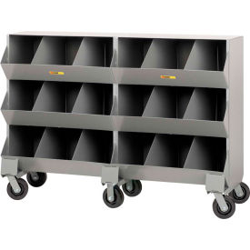 Heavy Duty Steel Mobile Storage Bins, 18 Openings 64"L x 20"W x 45-1/2"H