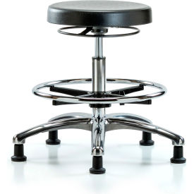 Cleanroom Stool with Glides and Footring - Medium Bench Height - Black